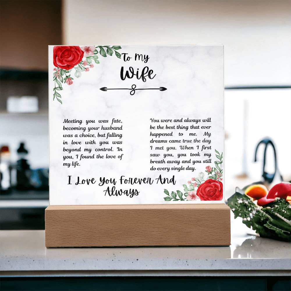 To My Wife I Love You Forever and Always Printed Square Shaped Acrylic Plaque-Express Your Love Gifts