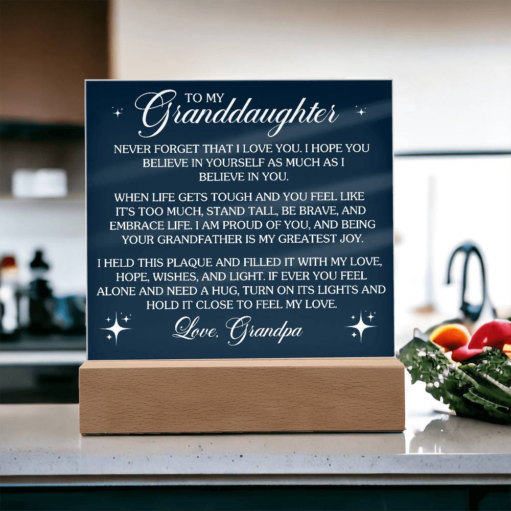 To Granddaughter From Grandpa Never That I Love You Printed Square Shaped Acrylic Plaque-Express Your Love Gifts