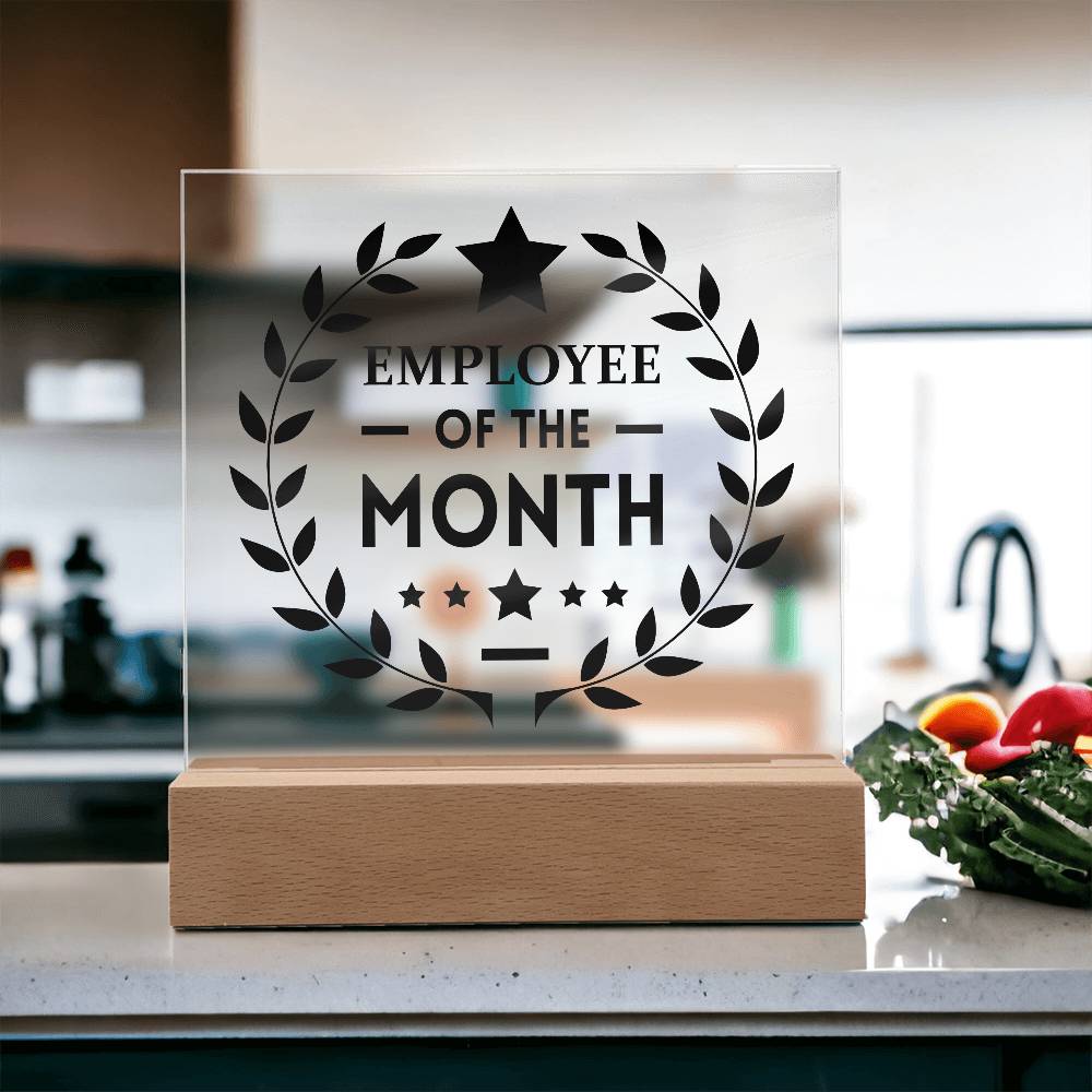 Employee Of The Month Printed Square Shaped Acrylic Plaque-Express Your Love Gifts