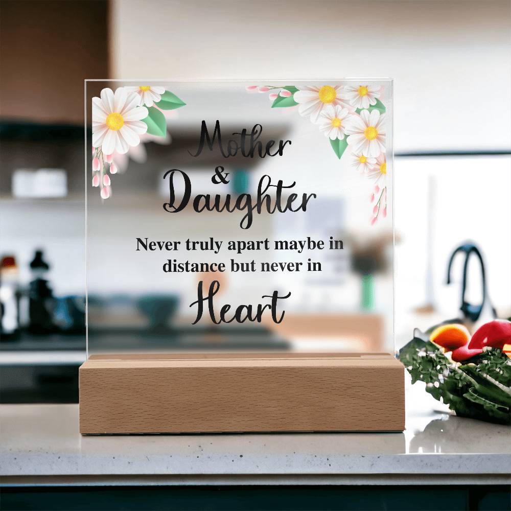 Mother and Daughter Never Truly Apart Printed Square Shaped Acrylic Plaque-Express Your Love Gifts