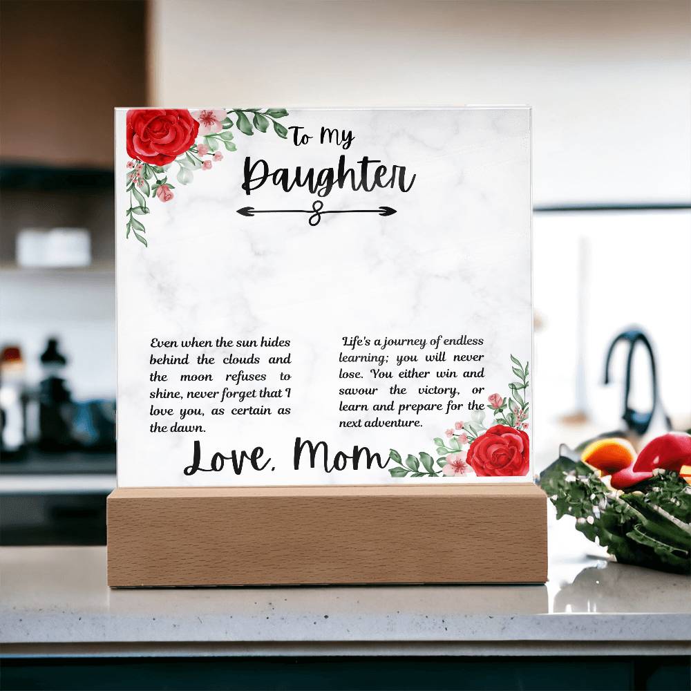 To Daughter From Mom Life's a Journey Printed Square Shaped Acrylic Plaque-Express Your Love Gifts