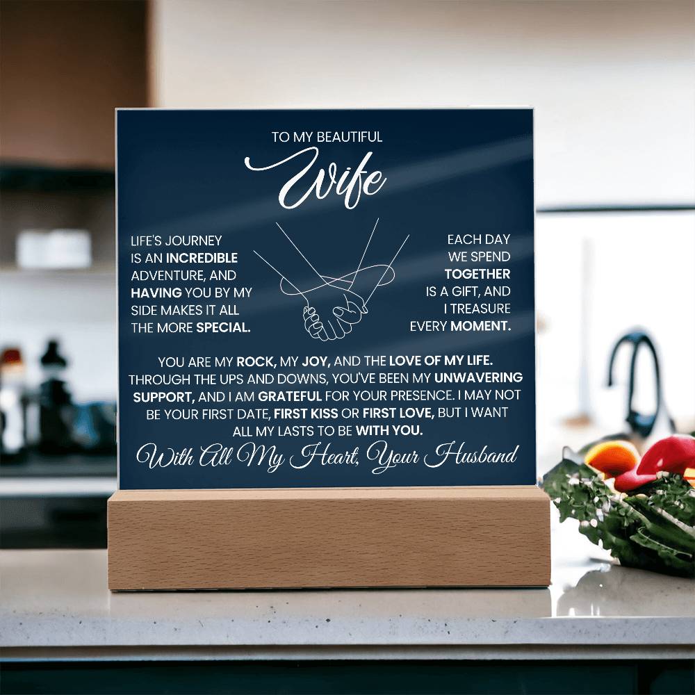 To My Wife You Are My Rock Printed Square Shaped Acrylic Plaque-Express Your Love Gifts