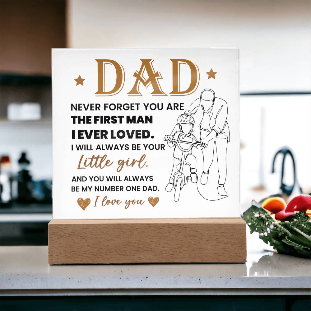 Dad Never Forget Printed Square Shaped Acrylic Plaque-Express Your Love Gifts