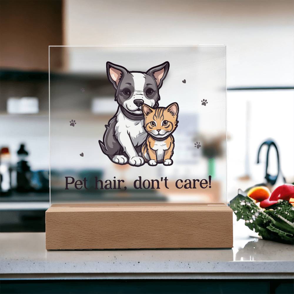 Pet Hair Don't Care! Printed Square Shaped Acrylic Plaque-Express Your Love Gifts