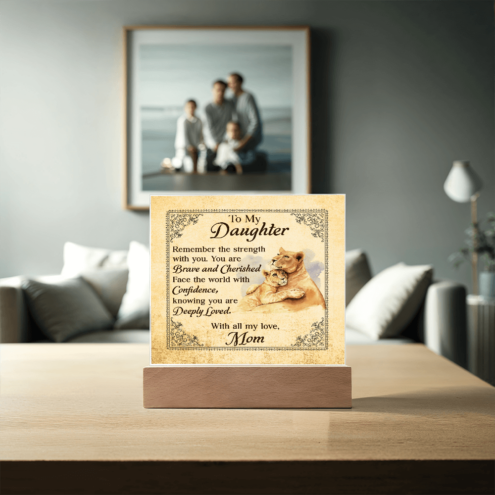 To My Daughter From Mom Deeply Loved Printed Square Shaped Acrylic Plaque-Express Your Love Gifts