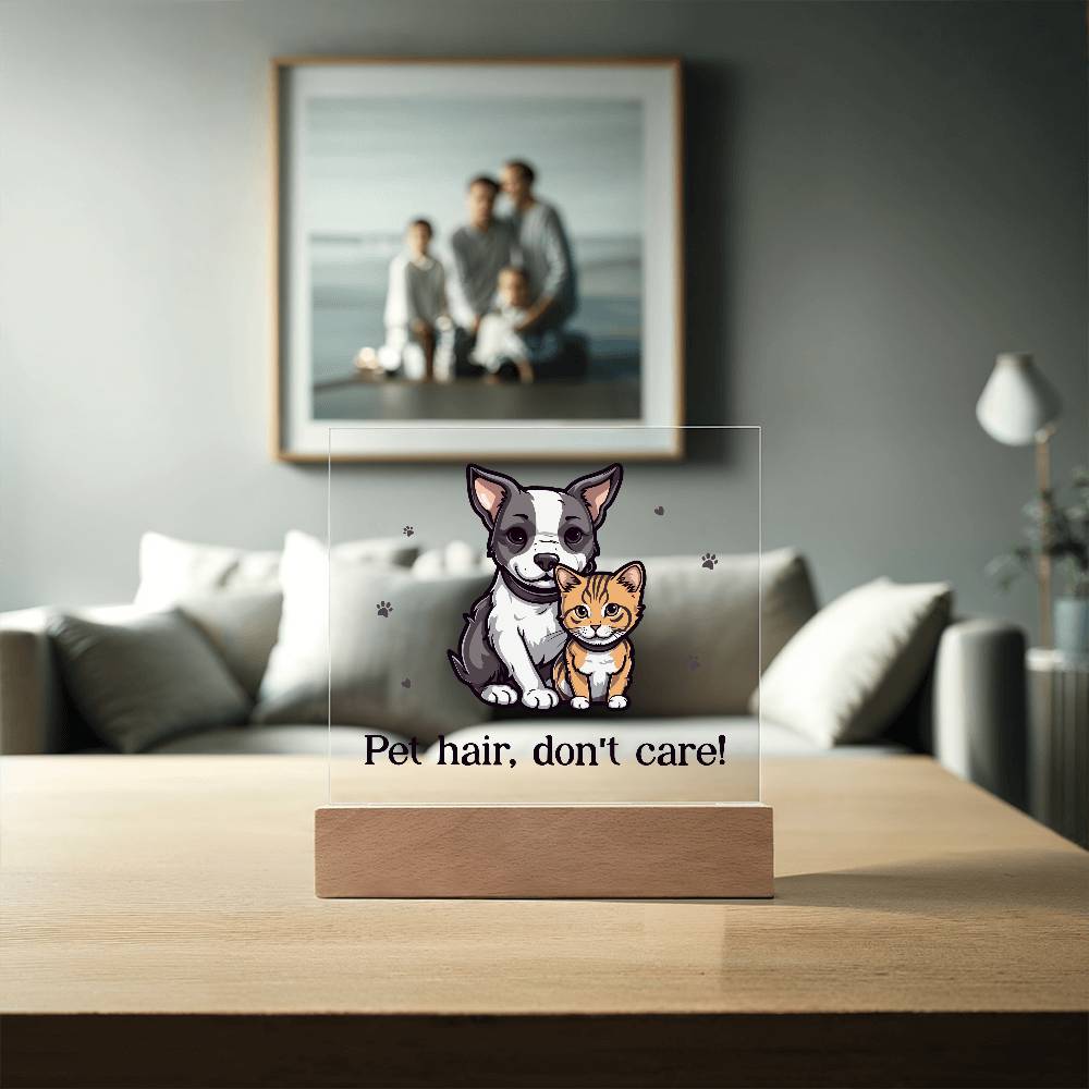 Pet Hair Don't Care! Printed Square Shaped Acrylic Plaque-Express Your Love Gifts