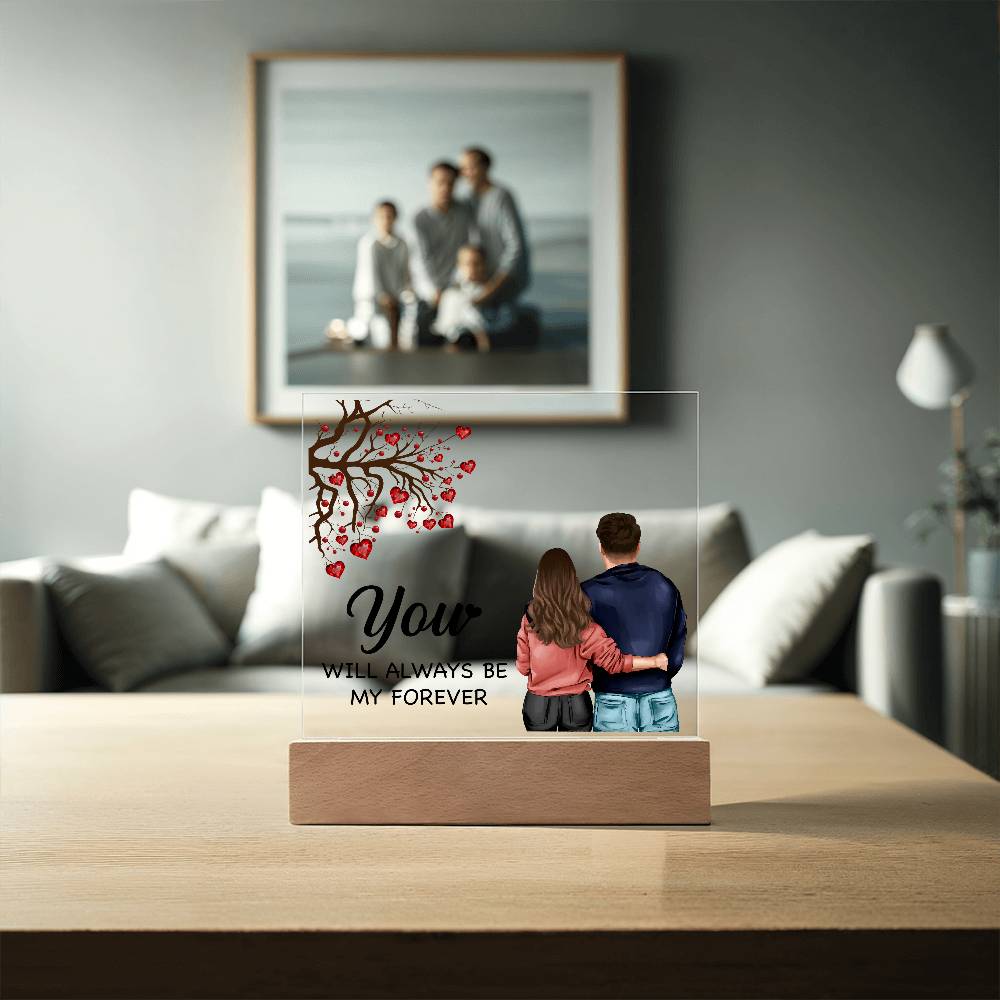 Love My Forever Printed Square Shaped Acrylic Plaque-Express Your Love Gifts