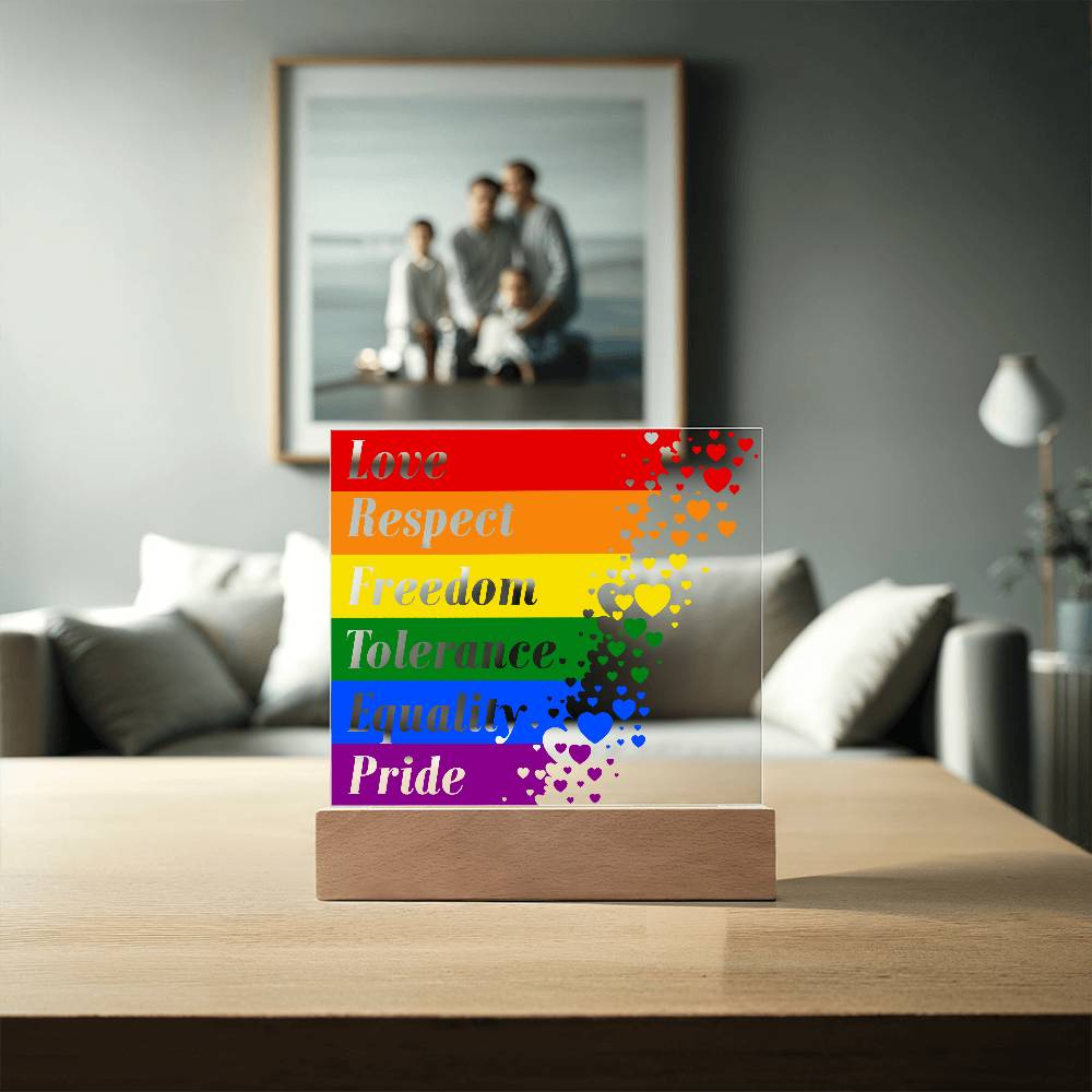 LGBTQLove Respect Fre Printed Square Shaped Acrylic Plaque edom Tolerance Equality Pride-Express Your Love Gifts
