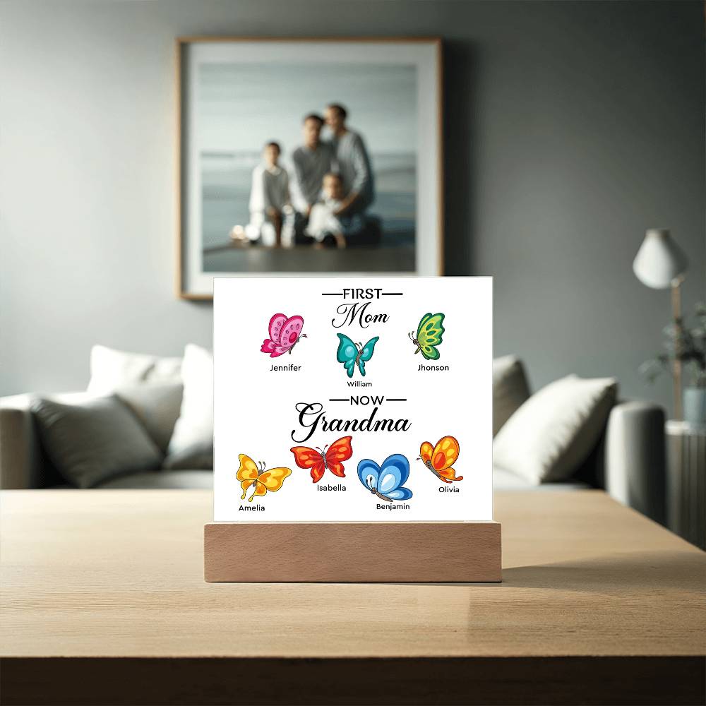 First Mom Now Grandma Printed Square Shaped Acrylic Plaque-Express Your Love Gifts