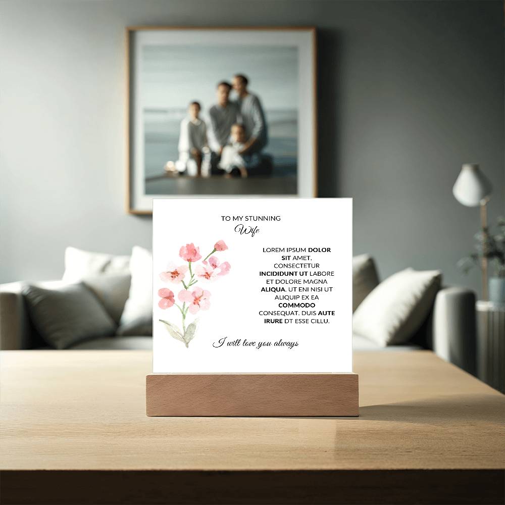To My Stunning Wife Lorem Ipsum Dolor Printed Square Shaped Acrylic Plaque-Express Your Love Gifts