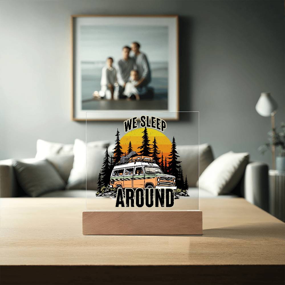 Camping Around Printed Square Shaped Acrylic Plaque-Express Your Love Gifts
