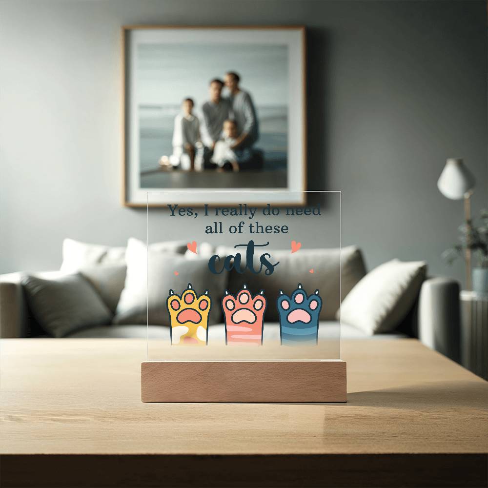 Pets Cats Printed Square Shaped Acrylic Plaque-Express Your Love Gifts
