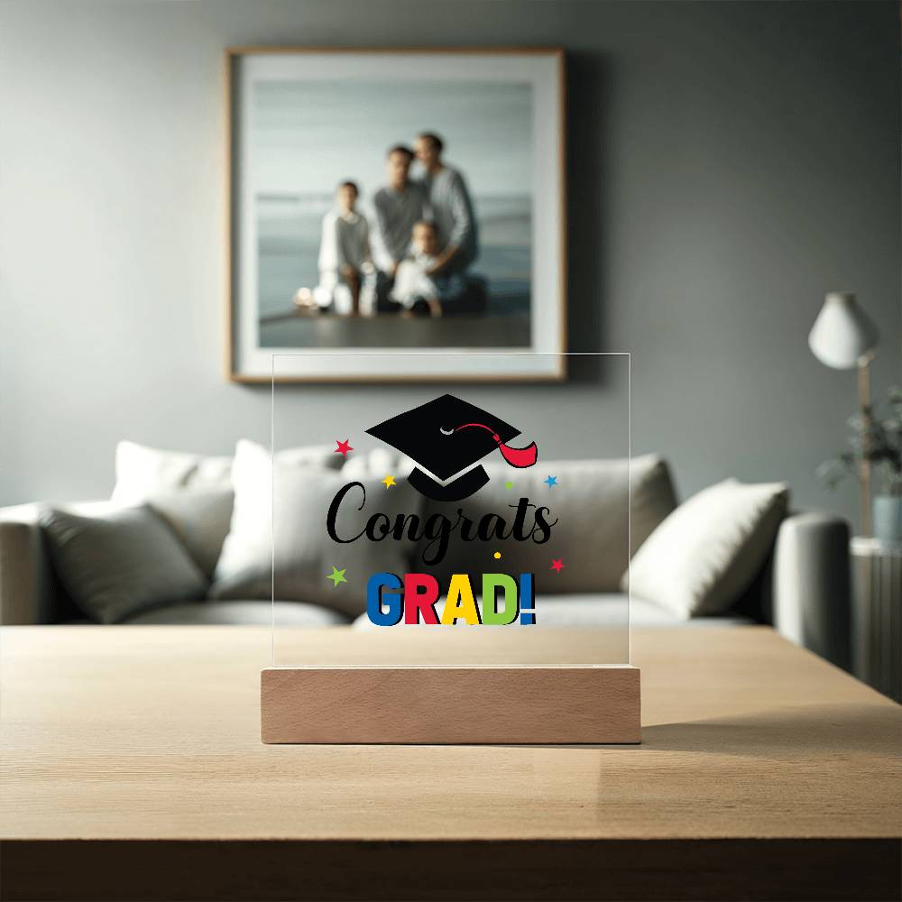 Congrats Grad! Printed Square Shaped Acrylic Plaque-Express Your Love Gifts