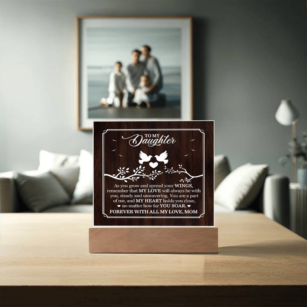 Personalized To My Daughter From Mom My Love Printed Square Shaped Acrylic Plaque-Express Your Love Gifts