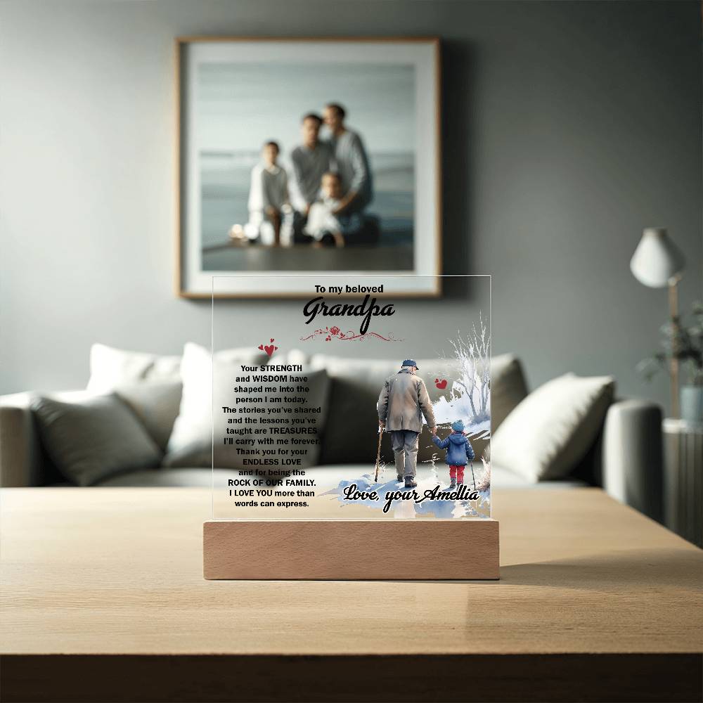 To My Beloved Grandpa Printed Square Shaped Acrylic Plaque-Express Your Love Gifts