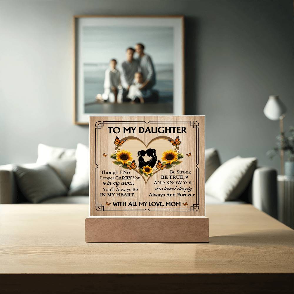 To My Daughter From Mom With All My Love Printed Square Shaped Acrylic Plaque-Express Your Love Gifts