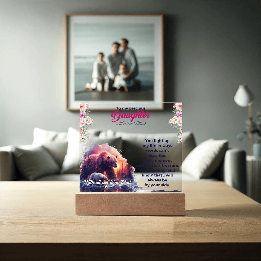 To My Precious Daughter Printed Square Shaped Acrylic Plaque-Express Your Love Gifts