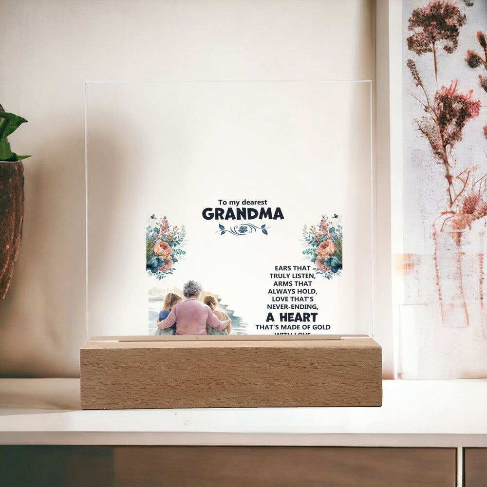 To My Dearest Grandma Printed Square Shaped Acrylic Plaque-Express Your Love Gifts