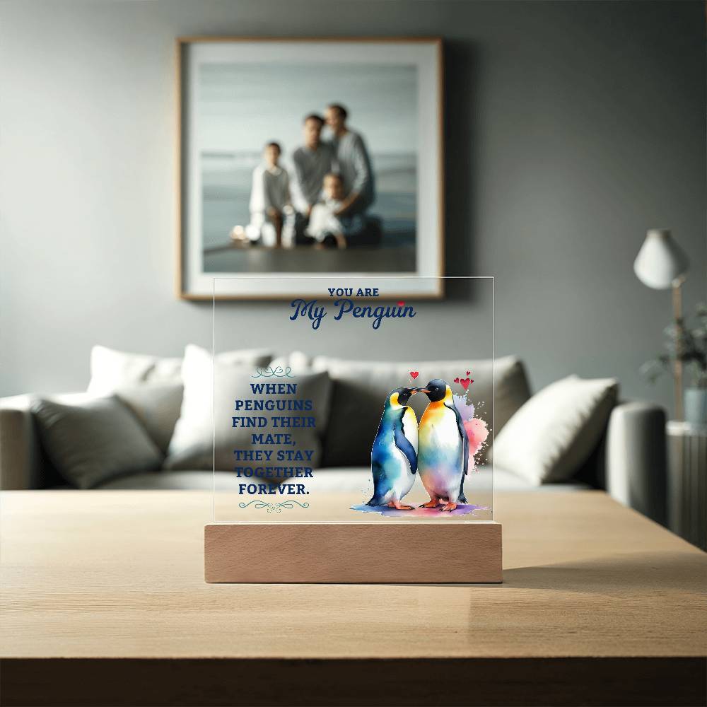 To My Man You are My Penguin Printed Square Shaped Acrylic Plaque-Express Your Love Gifts