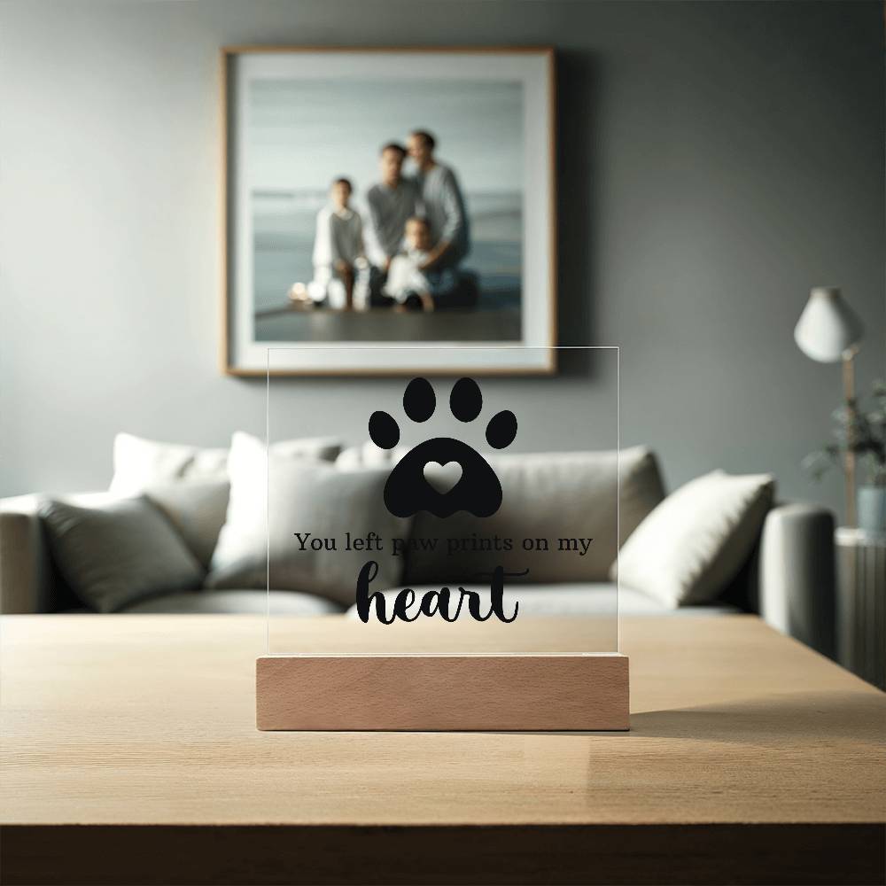 Paw Print Printed Square Shaped Acrylic Plaque-Express Your Love Gifts