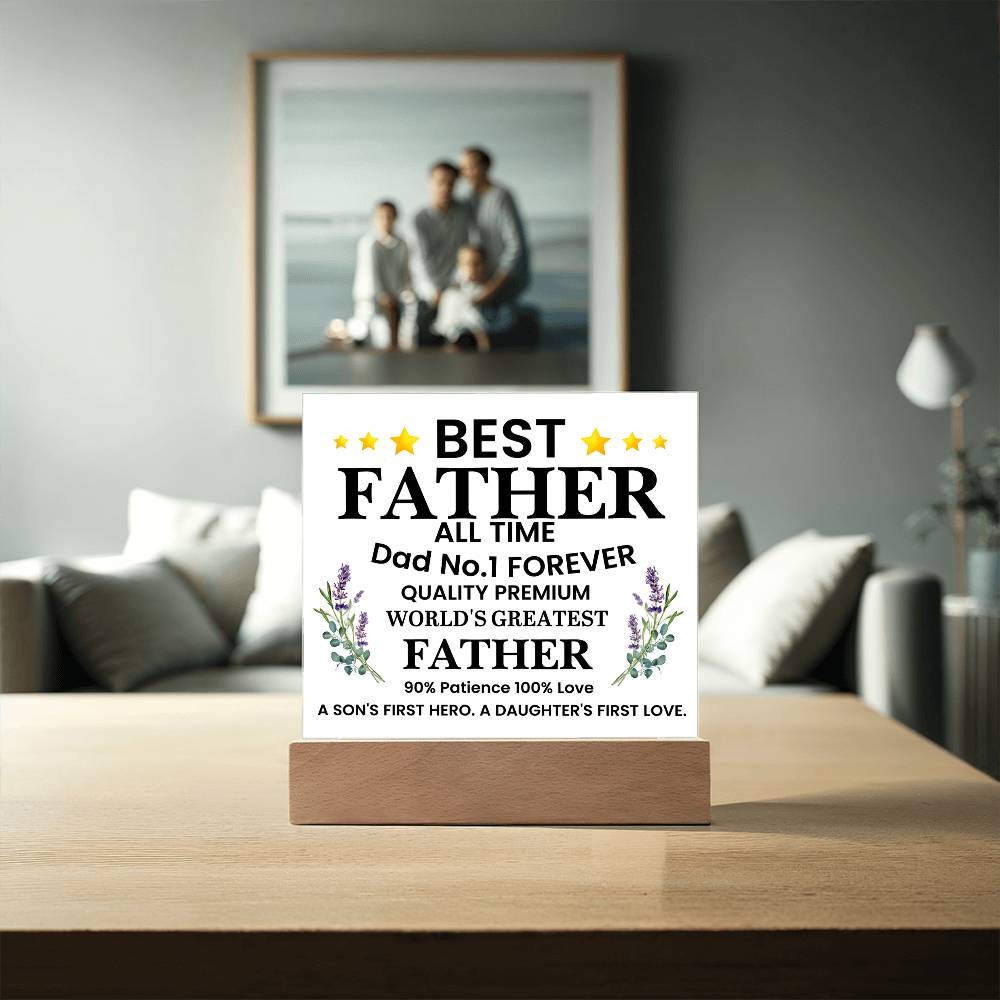 Best Father of All Time Printed Square Shaped Acrylic Plaque-Express Your Love Gifts