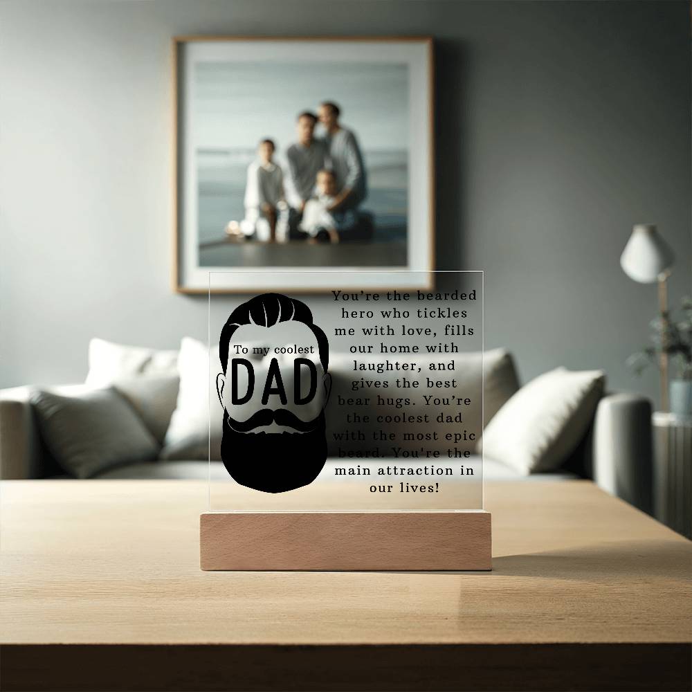 To the Coolest Dad Printed Square Shaped Acrylic Plaque-Express Your Love Gifts