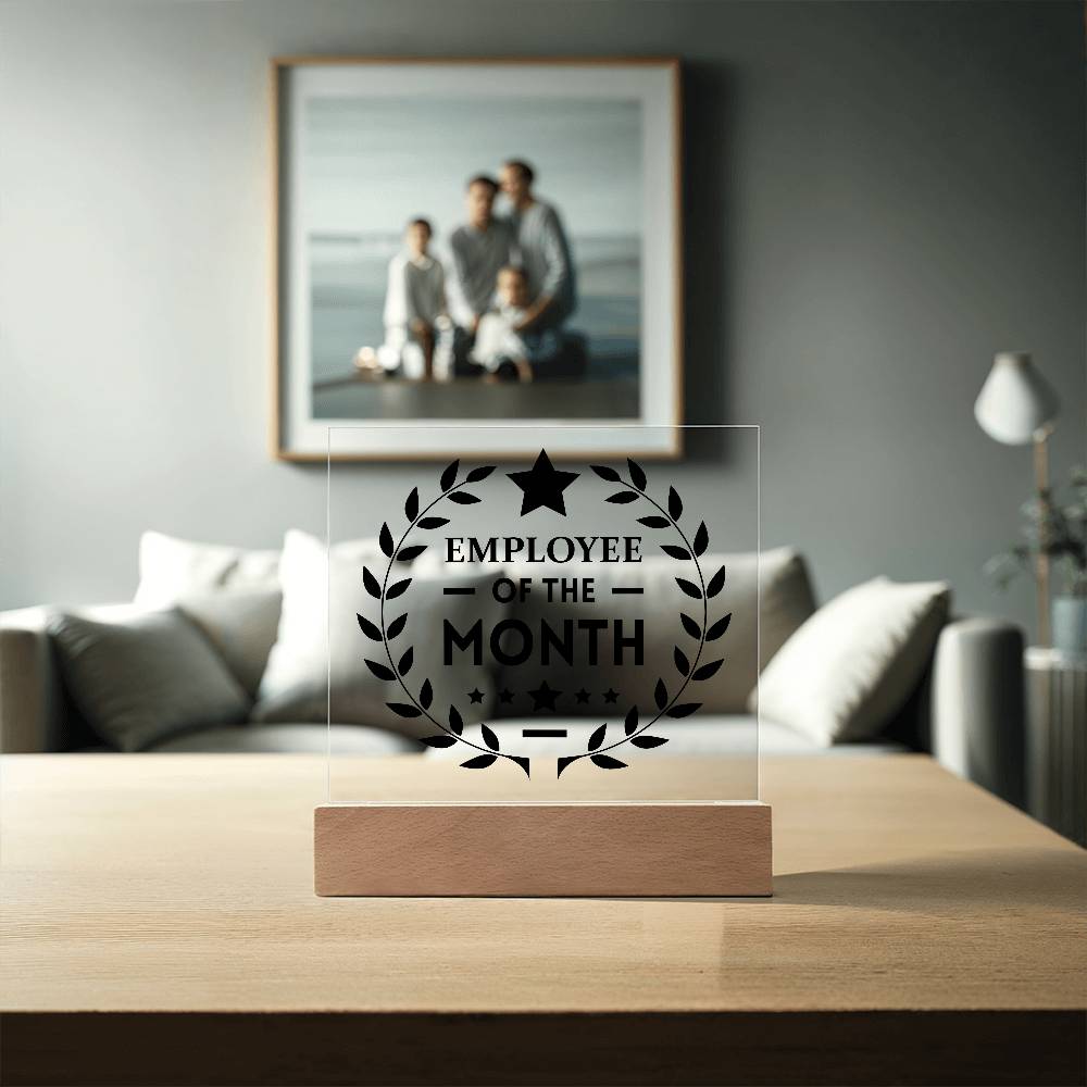Employee Of The Month Printed Square Shaped Acrylic Plaque-Express Your Love Gifts