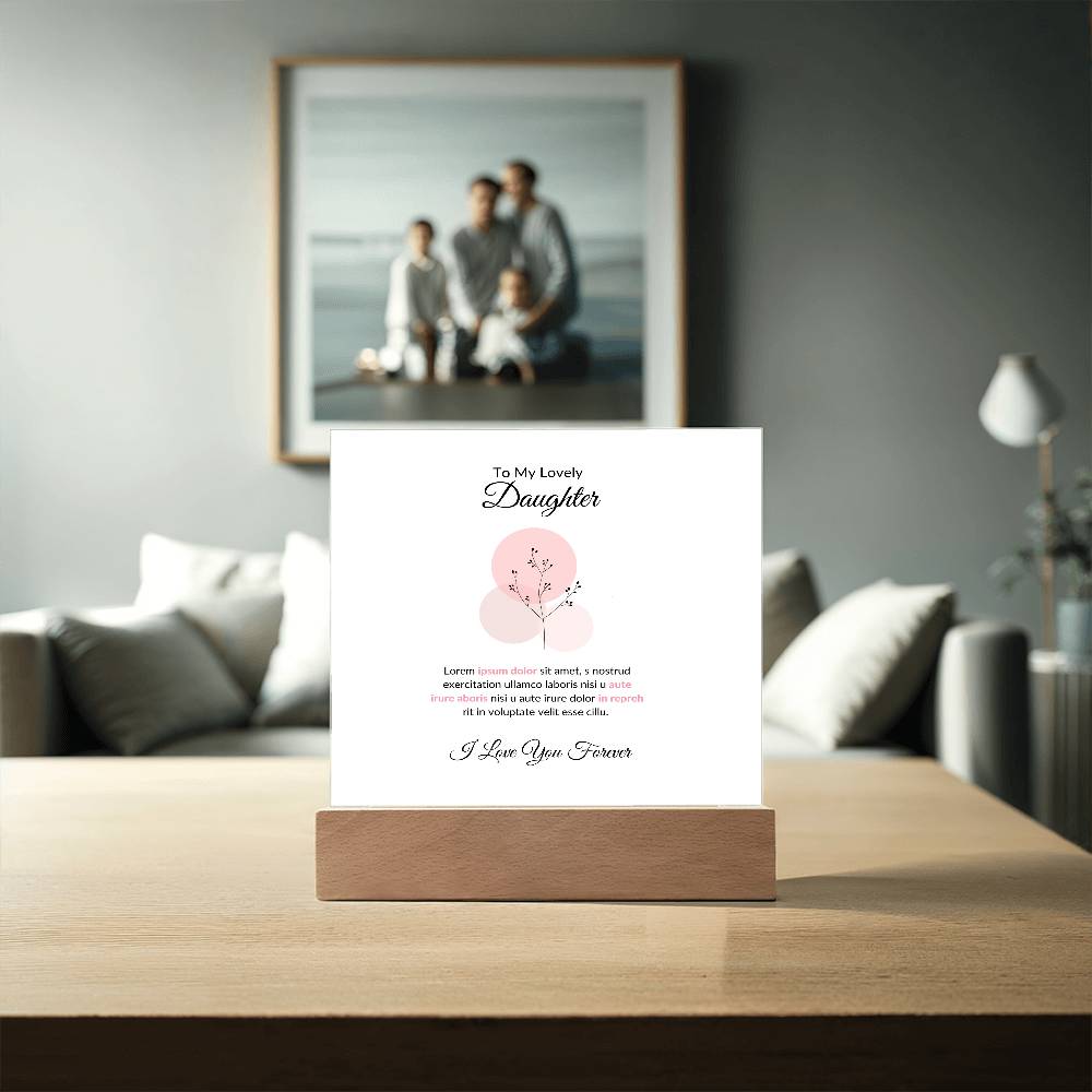 To My Daughter Lorem Ipsum Baloon Printed Square Shaped Acrylic Plaque-Express Your Love Gifts