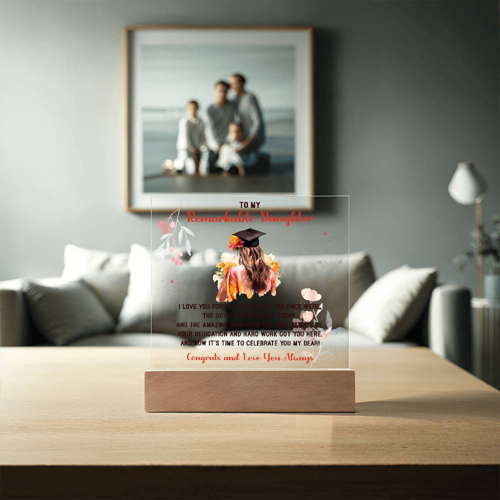 Remarkable Daughter Graduation Printed Square Shaped Acrylic Plaque-Express Your Love Gifts
