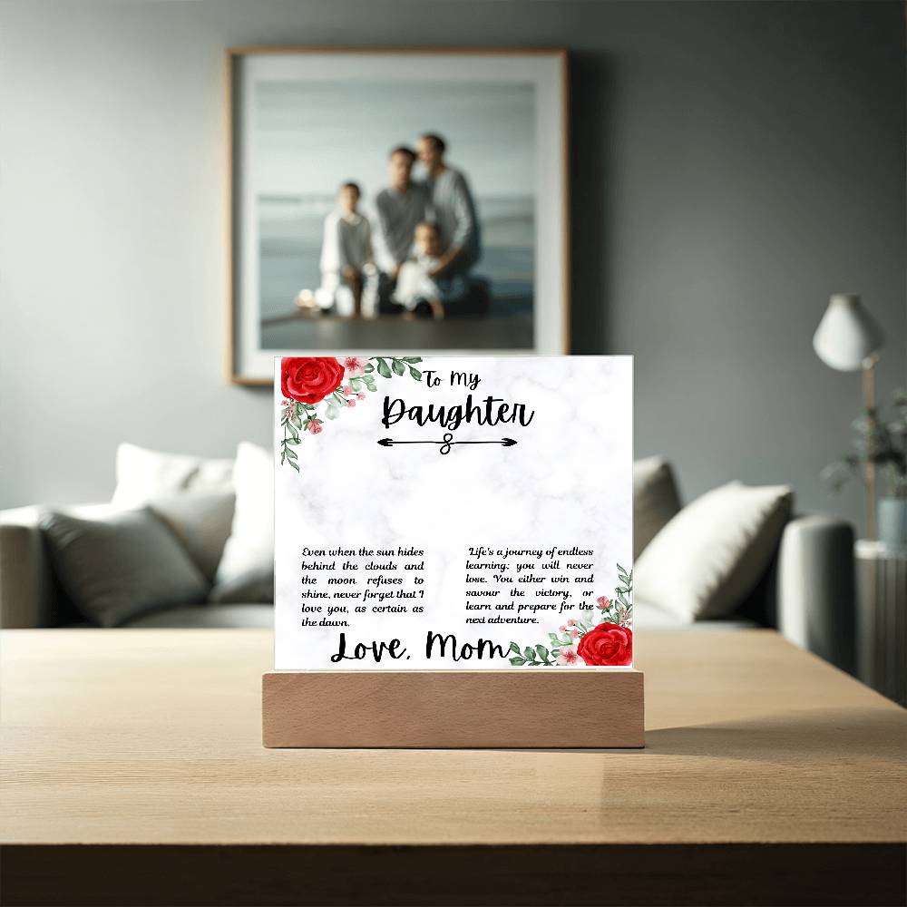To Daughter From Mom Life's a Journey Printed Square Shaped Acrylic Plaque-Express Your Love Gifts