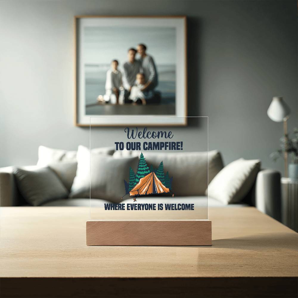 Everyone is Welcome Printed Square Shaped Acrylic Plaque-Express Your Love Gifts