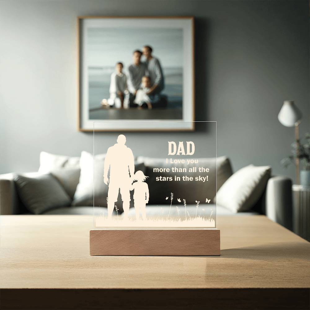 Dad I Love You More Printed Square Shaped Acrylic Plaque-Express Your Love Gifts