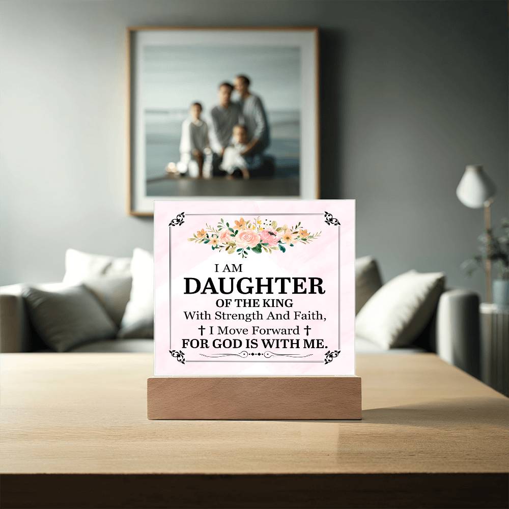 Personalized To My Daughter I Am Daughter of the King Printed Square Shaped Acrylic Plaque-Express Your Love Gifts