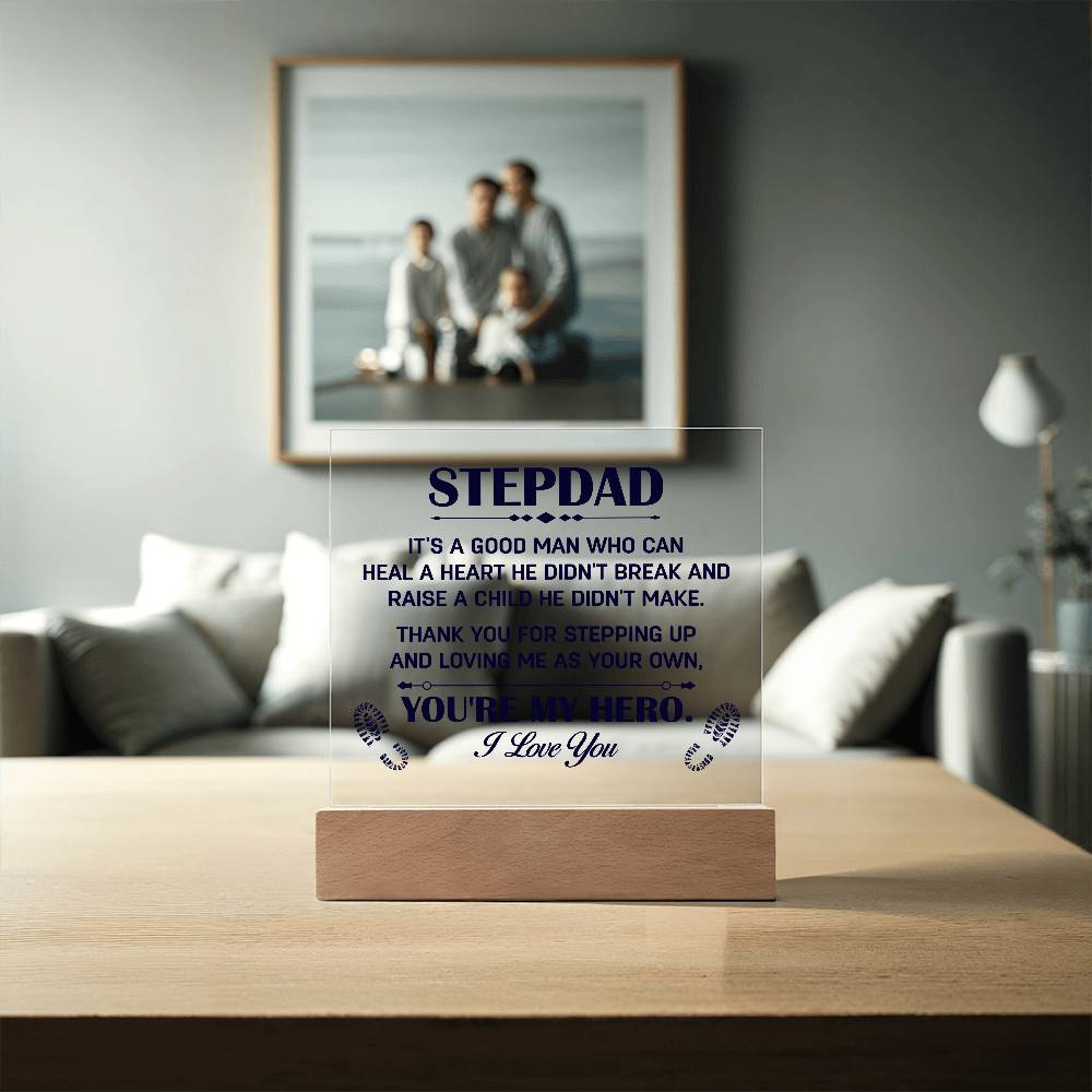 Stepdad A Good Man Printed Square Shaped Acrylic Plaque-Express Your Love Gifts