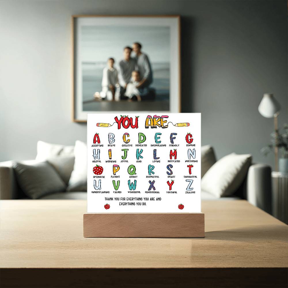 Teacher's ABC Printed Square Shaped Acrylic Plaque-Express Your Love Gifts