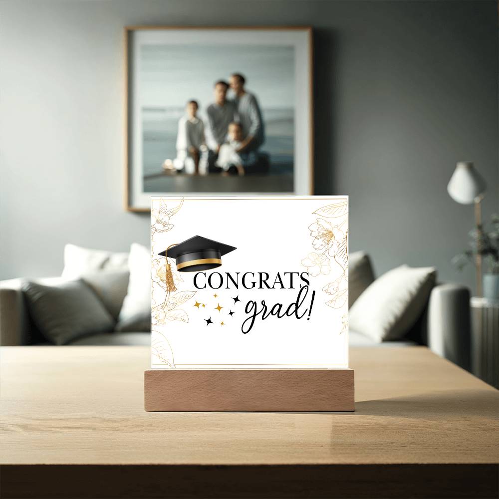 Congrats Grad Printed Square Shaped Acrylic Plaque-Express Your Love Gifts