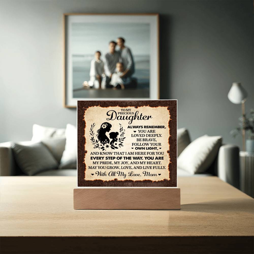 To My Daughter From Mom Always Remember Printed Square Shaped Acrylic Plaque-Express Your Love Gifts
