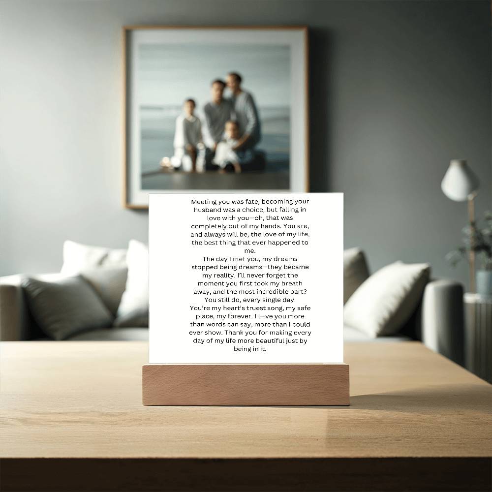To My Wife Meeting You Was Fate Printed Square Shaped Acrylic Plaque-Express Your Love Gifts