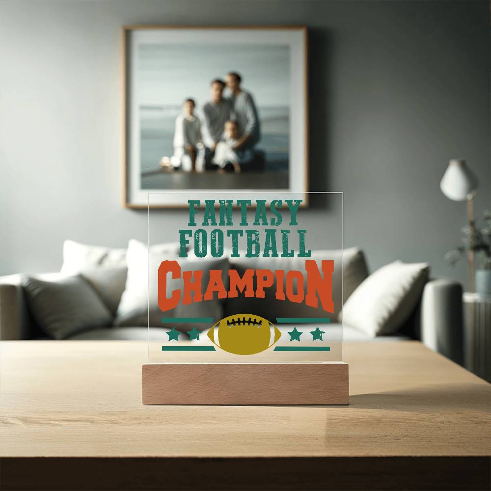 Fantasy Football Champion Printed Square Shaped Acrylic Plaque-Express Your Love Gifts