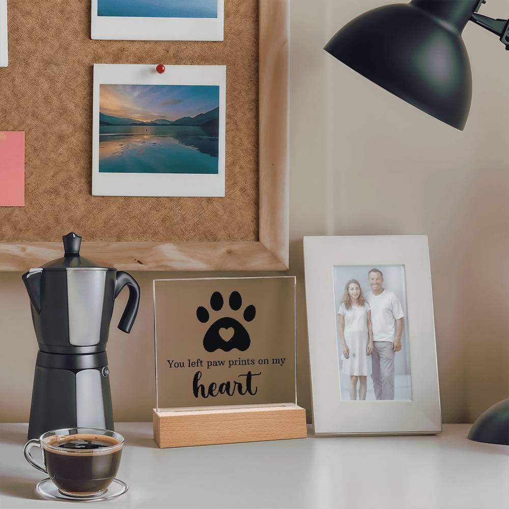 Paw Print Printed Square Shaped Acrylic Plaque-Express Your Love Gifts
