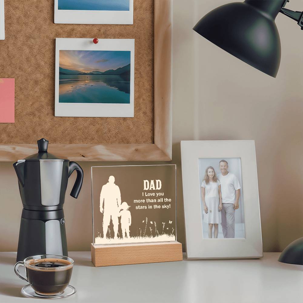 Dad I Love You More Printed Square Shaped Acrylic Plaque-Express Your Love Gifts