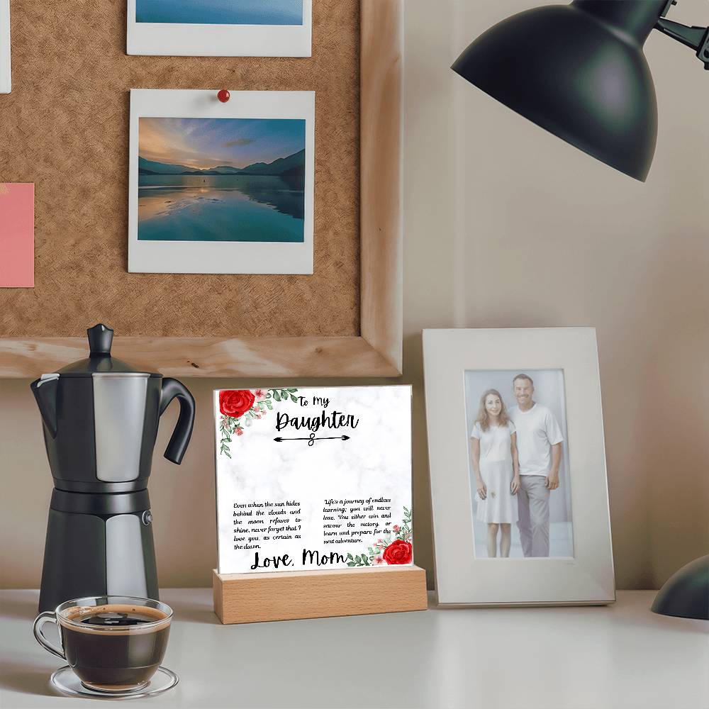 To Daughter From Mom Life's a Journey Printed Square Shaped Acrylic Plaque-Express Your Love Gifts