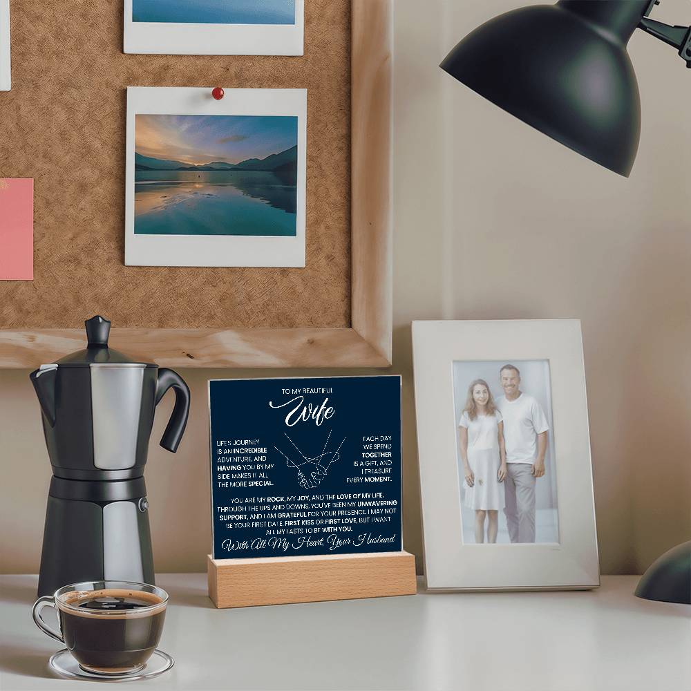 To My Wife You Are My Rock Printed Square Shaped Acrylic Plaque-Express Your Love Gifts