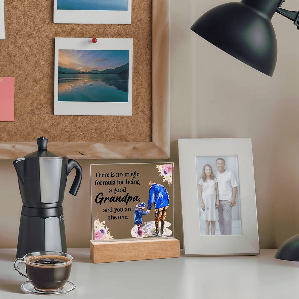 Grandpa Magic Printed Square Shaped Acrylic Plaque-Express Your Love Gifts