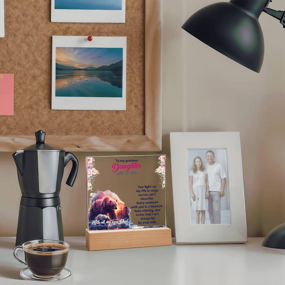 To My Precious Daughter Printed Square Shaped Acrylic Plaque-Express Your Love Gifts