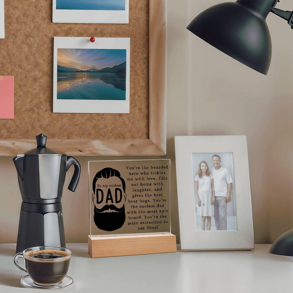To the Coolest Dad Printed Square Shaped Acrylic Plaque-Express Your Love Gifts