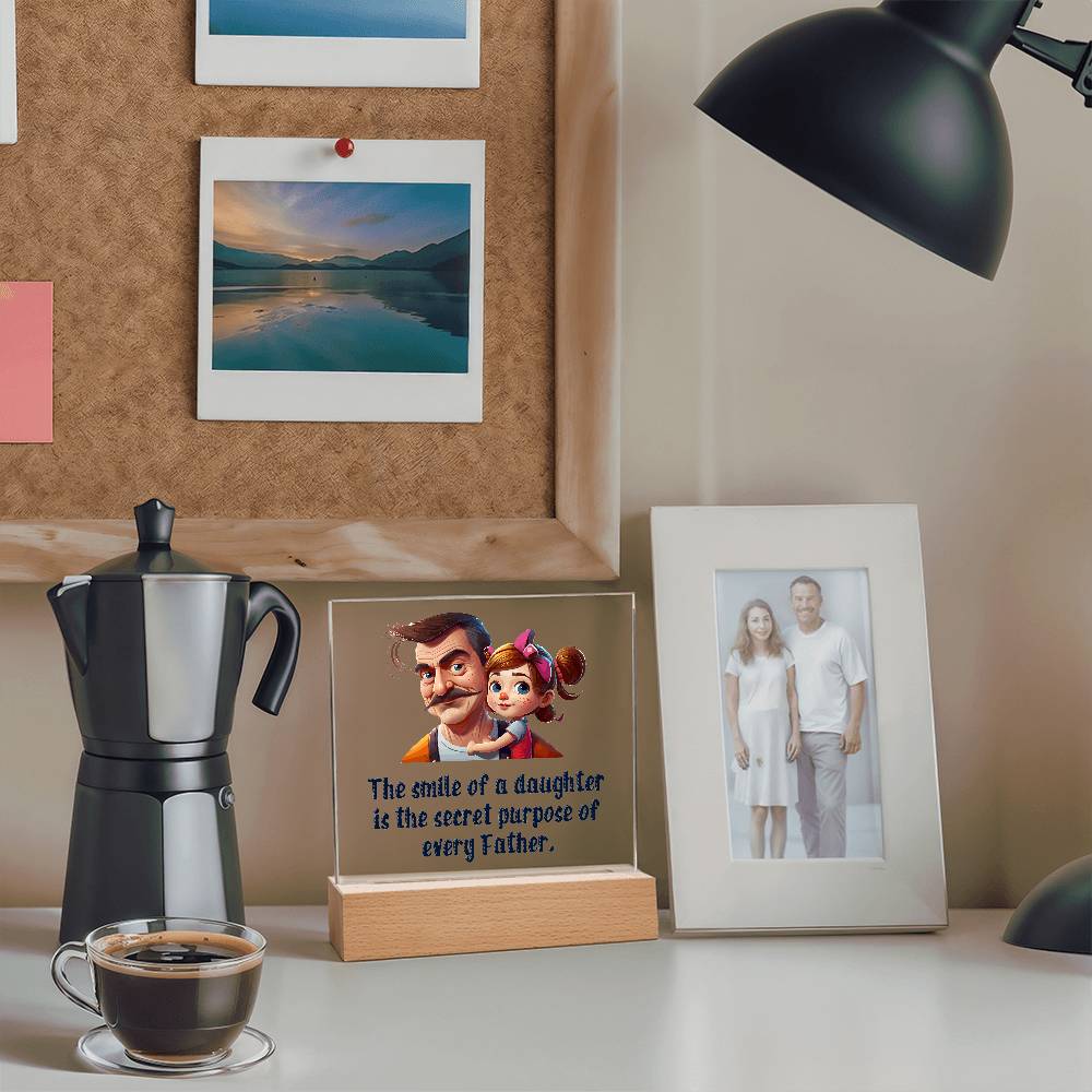 The Smile of a Daughter Printed Square Shaped Acrylic Plaque-Express Your Love Gifts