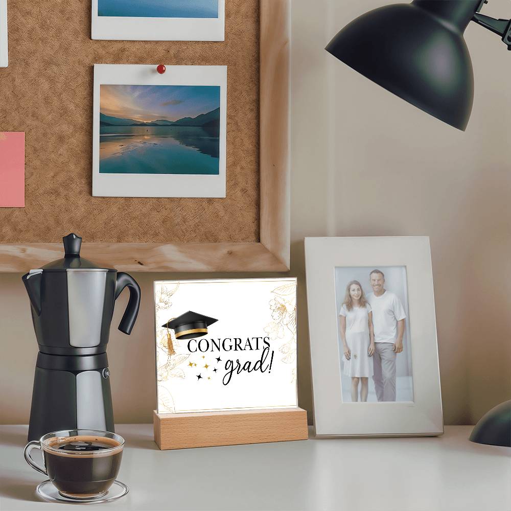Congrats Grad Printed Square Shaped Acrylic Plaque-Express Your Love Gifts