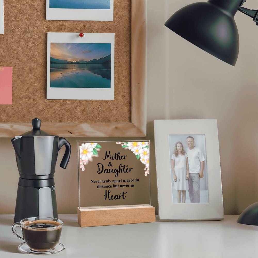 Mother and Daughter Never Truly Apart Printed Square Shaped Acrylic Plaque-Express Your Love Gifts