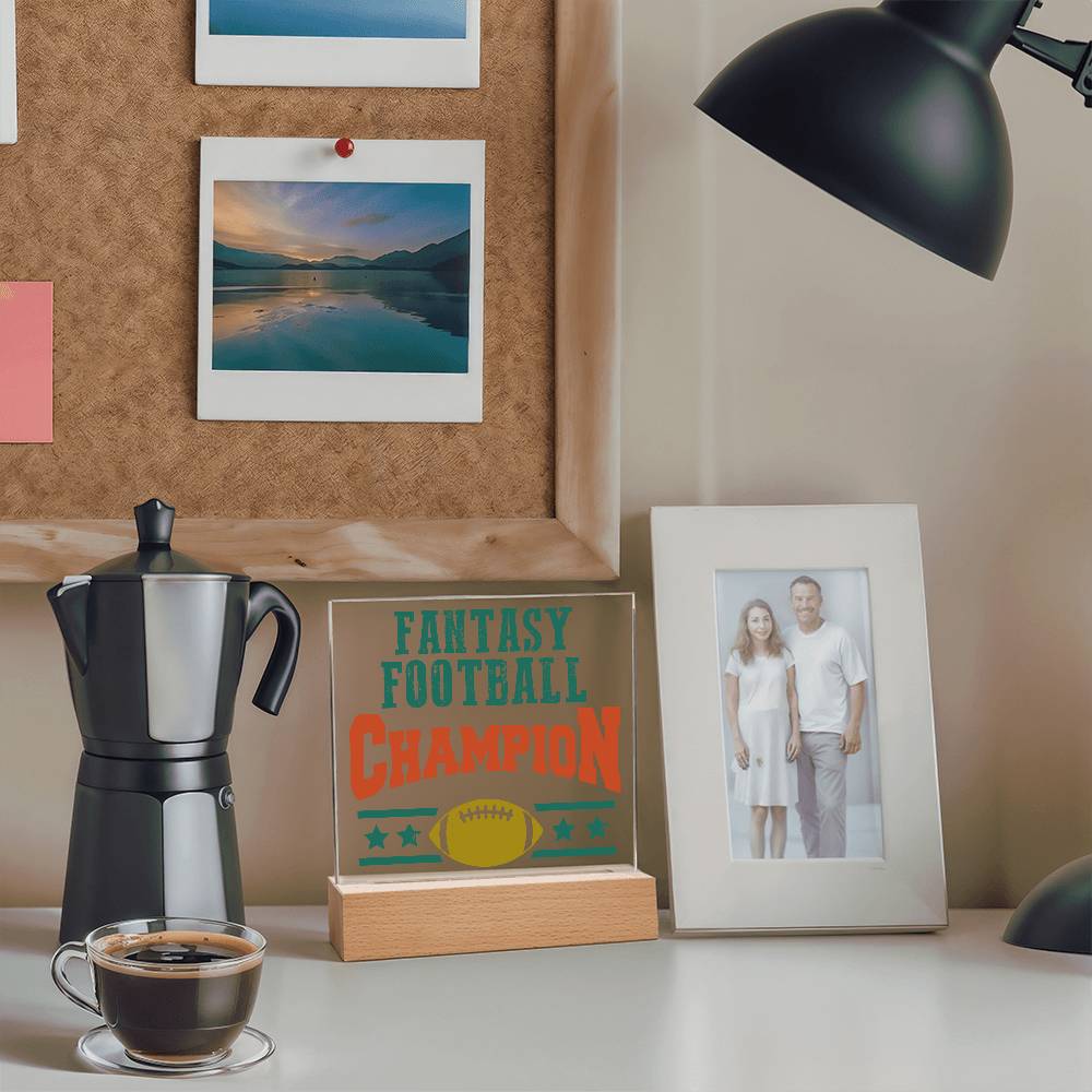 Fantasy Football Champion Printed Square Shaped Acrylic Plaque-Express Your Love Gifts